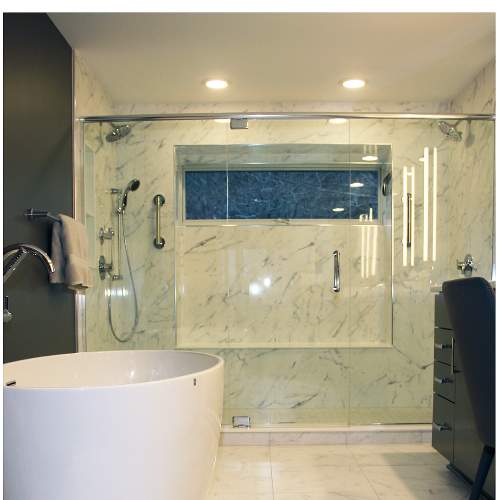 Contemporary Master Bath with Freestanding Tub
