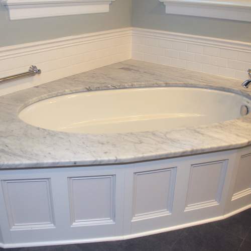 Traditional Master Bath with Carrara Marble